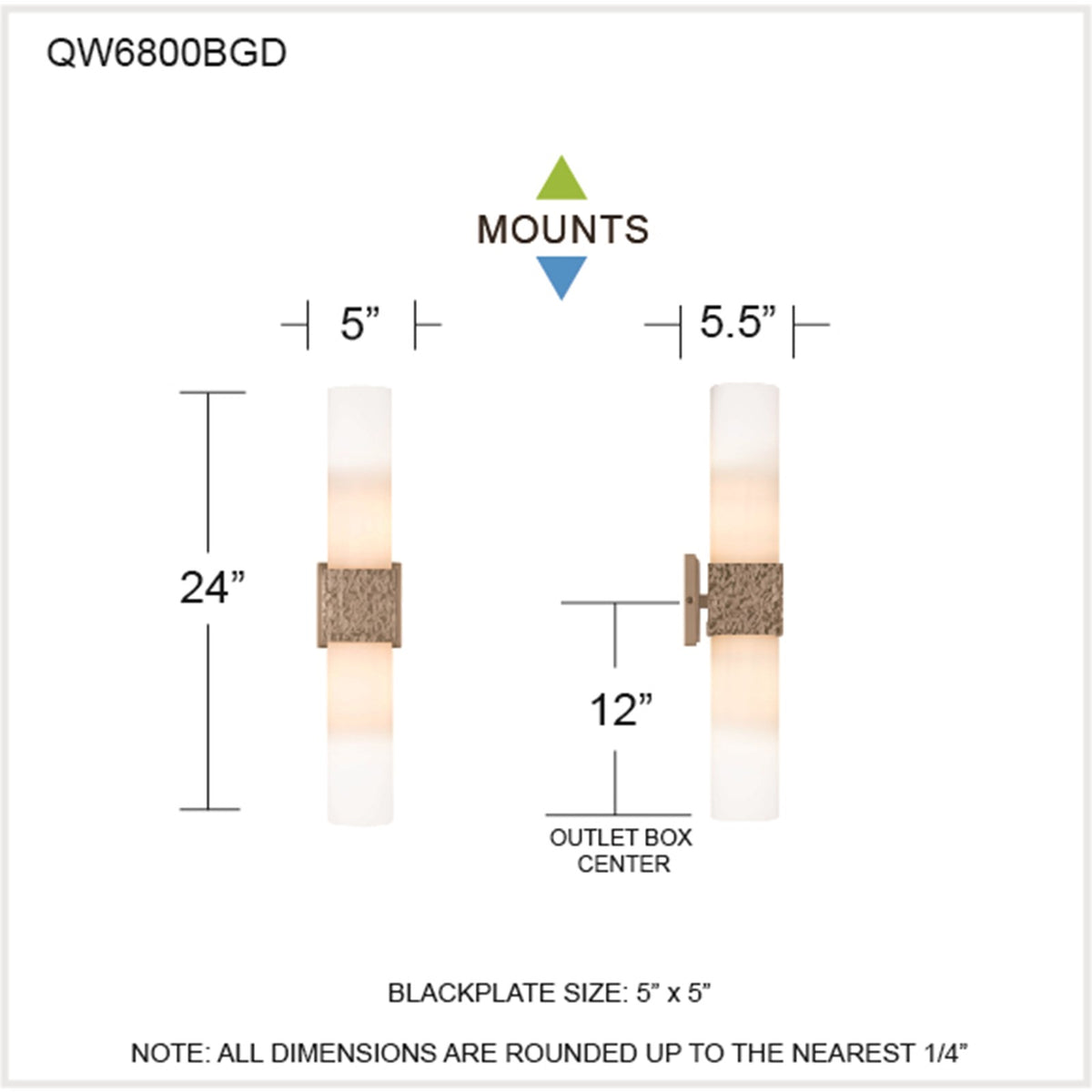 Quoizel Arline 24in 2-Light Wall Sconce | Modern Bronze Gold and Opal Etched Glass | Bedroom & Hallway Accent Light | Model QW6800BGD