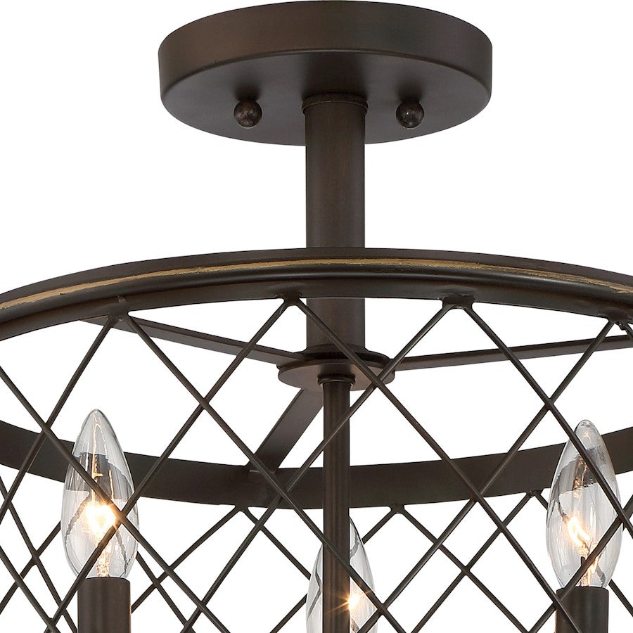 Quoizel Dury 3 Light Semi-Flush Mount in Palladian Bronze