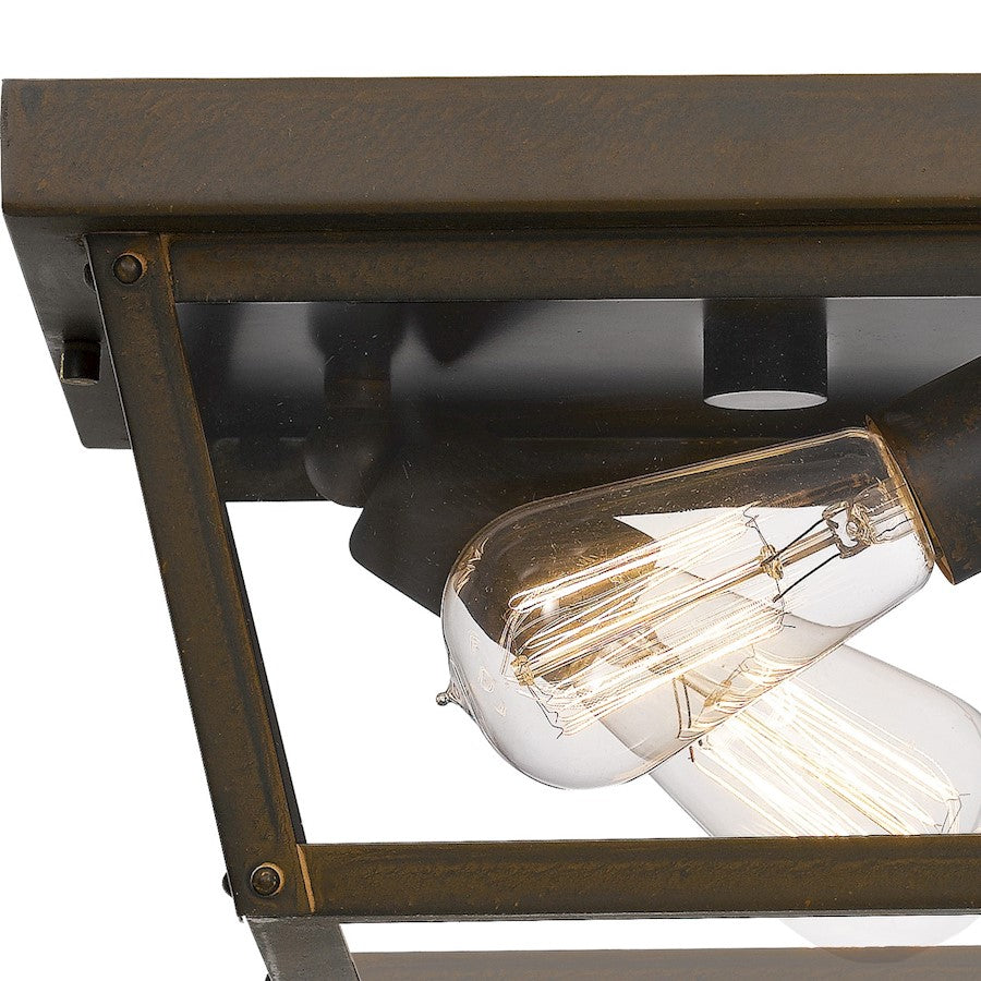 Quoizel Rue De Royal 2 Light Outdoor Flush Mount, Industrial Bronze