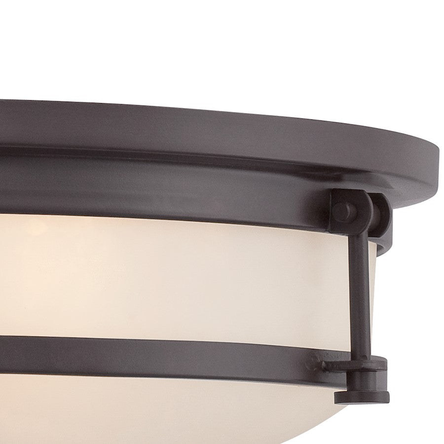 Quoizel Sailor 20in 5-Light Semi-Flush Mount | Nautical Western Bronze and White Etched Glass | Bedroom & Foyer | 20 x 20 x 9.5 in | Model SLR1720WT