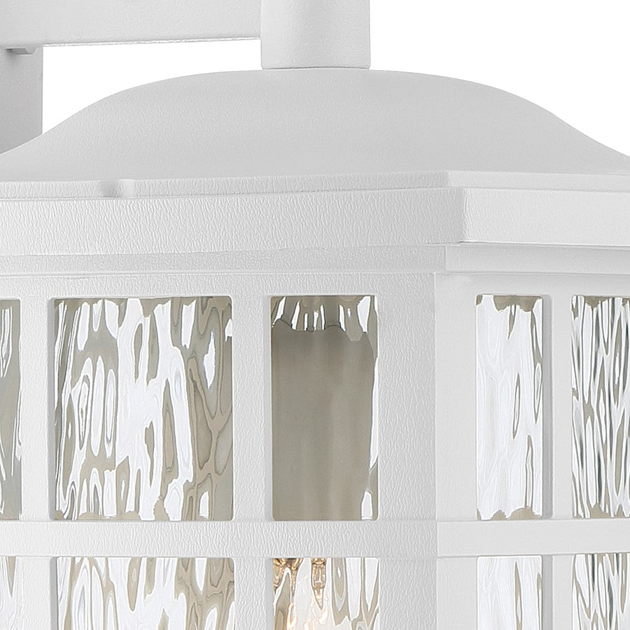 Quoizel Stonington 10.5in 1-Light Outdoor Wall Lantern | Traditional Matte White and Clear Water Glass | Front Porch & Entryway | Model SNN8409W