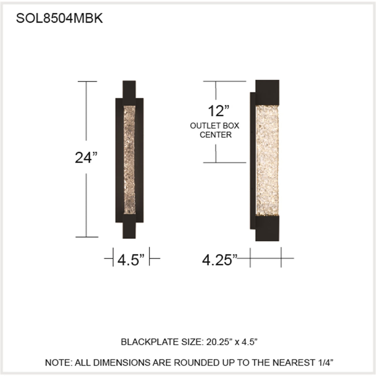 Quoizel Solace 24in LED Outdoor Wall Lantern | Coastal Matte Black Aluminum and Clear Textured Glass | Front Door & Porch | Model SOL8504MBK