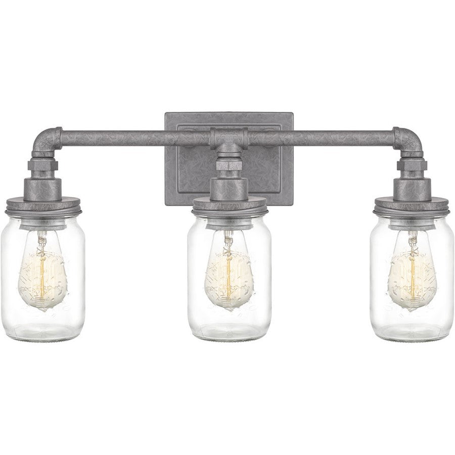 Quoizel Squire 3 Light Bath Vanity, Galvanized