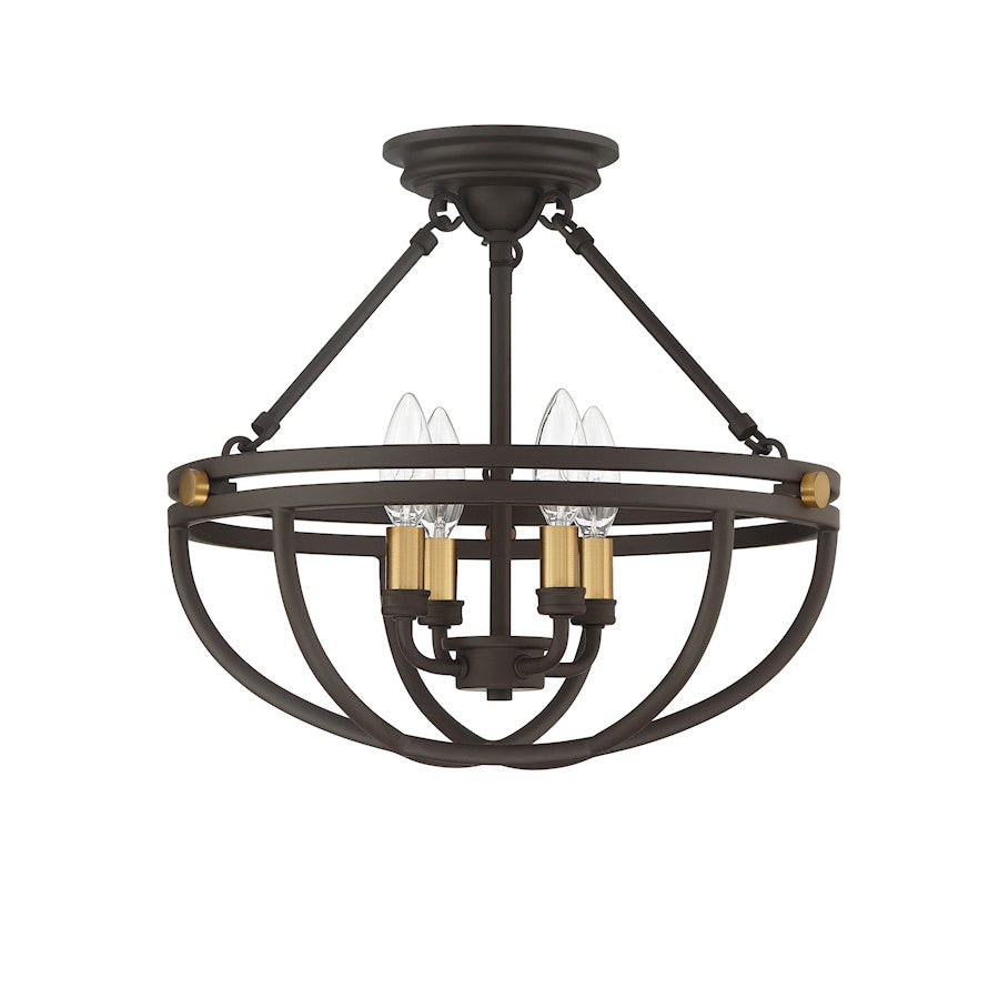 Quoizel Sergeant 4 Light Semi-Flush Mount, Western Bronze