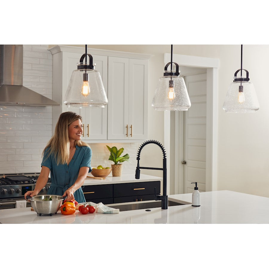 1 Light Mini Pendant, Clear Seeded