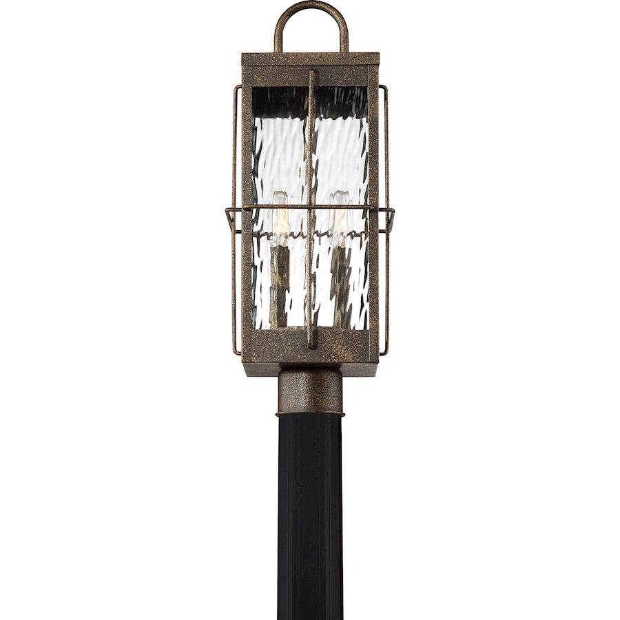 Quoizel Ward 2 Light Square Outdoor Lantern, Gilded Bronze