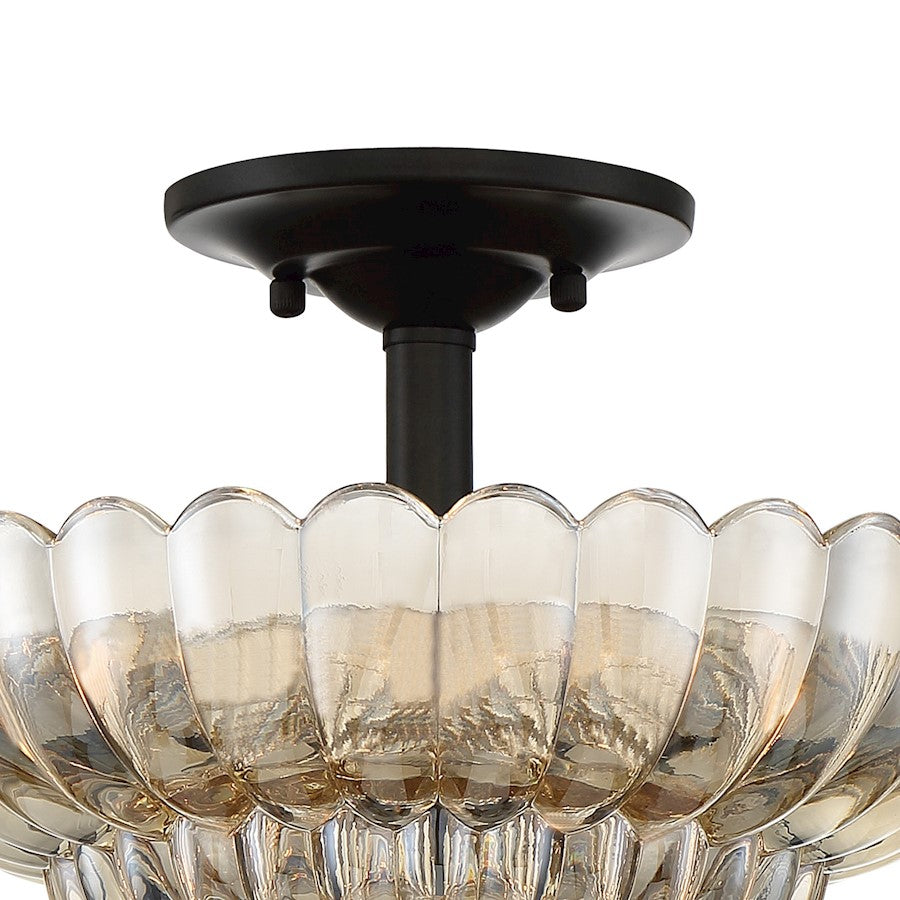 Quoizel Whitecap 3 Light Semi-Flush Mount, Mottled Cocoa