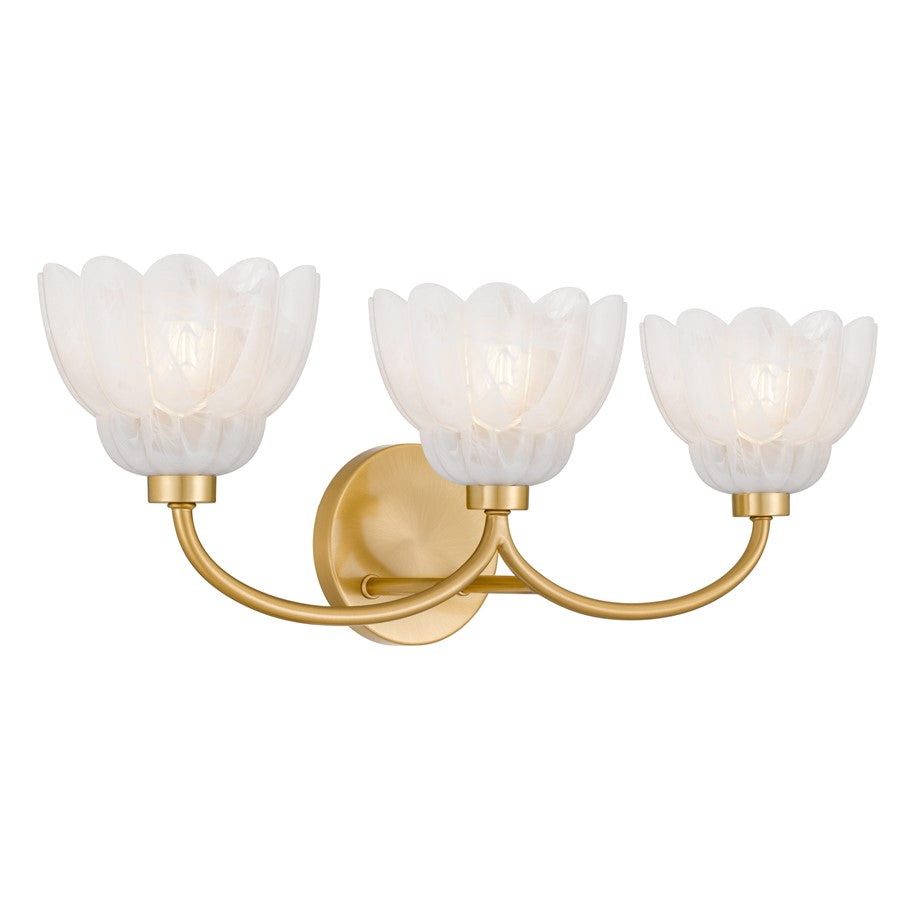 Quoizel Whitecap 3-Lt Brushed Gold Vanity Light, Brushed Gold - WHP8623BRG
