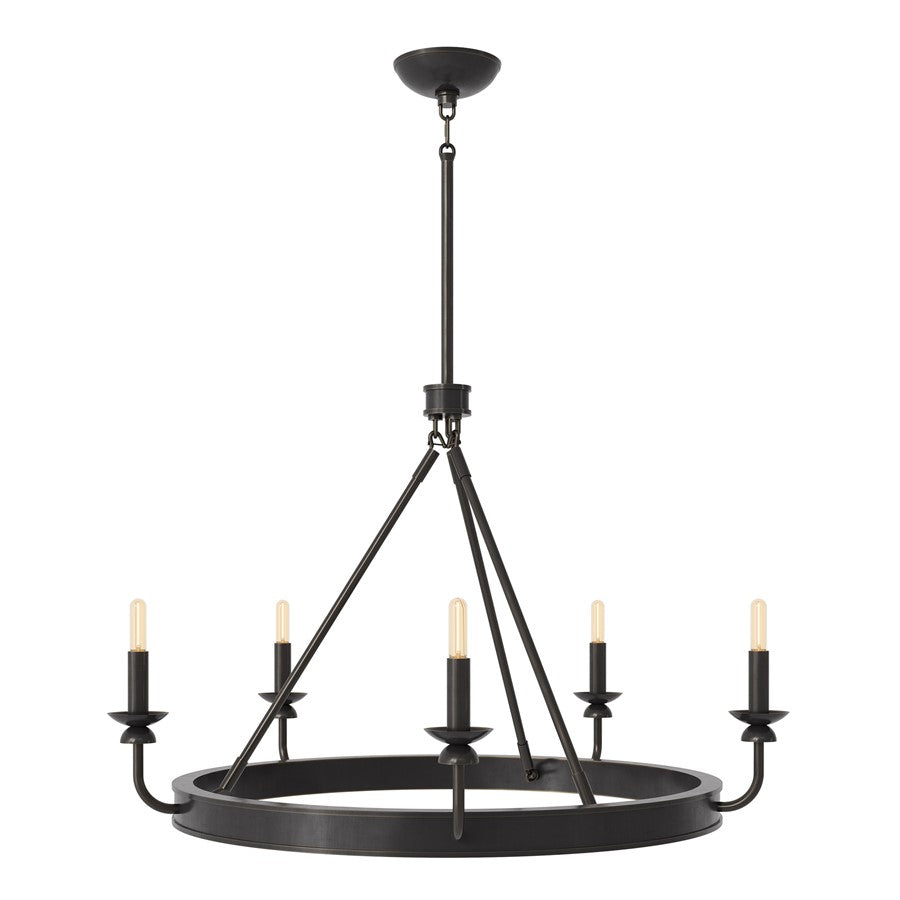 Robert Abbey William 5 Lt Chandelier, Deep Patina Brz/Wht, Brz - Z271