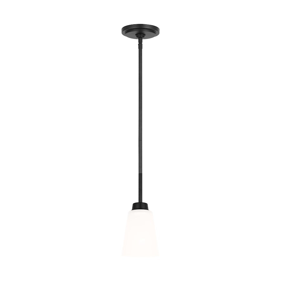 Generation Lighting Kerrville 1-Lt LED Pendant, BK/Satin Etch - 6115201EN3-112