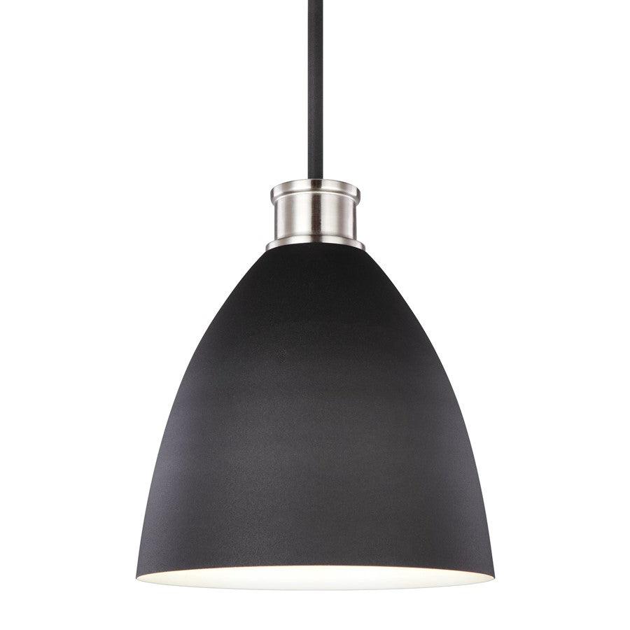 Generation Lighting Varus 1 Light Pendant, Brushed Nickel/Black - 6519901-962
