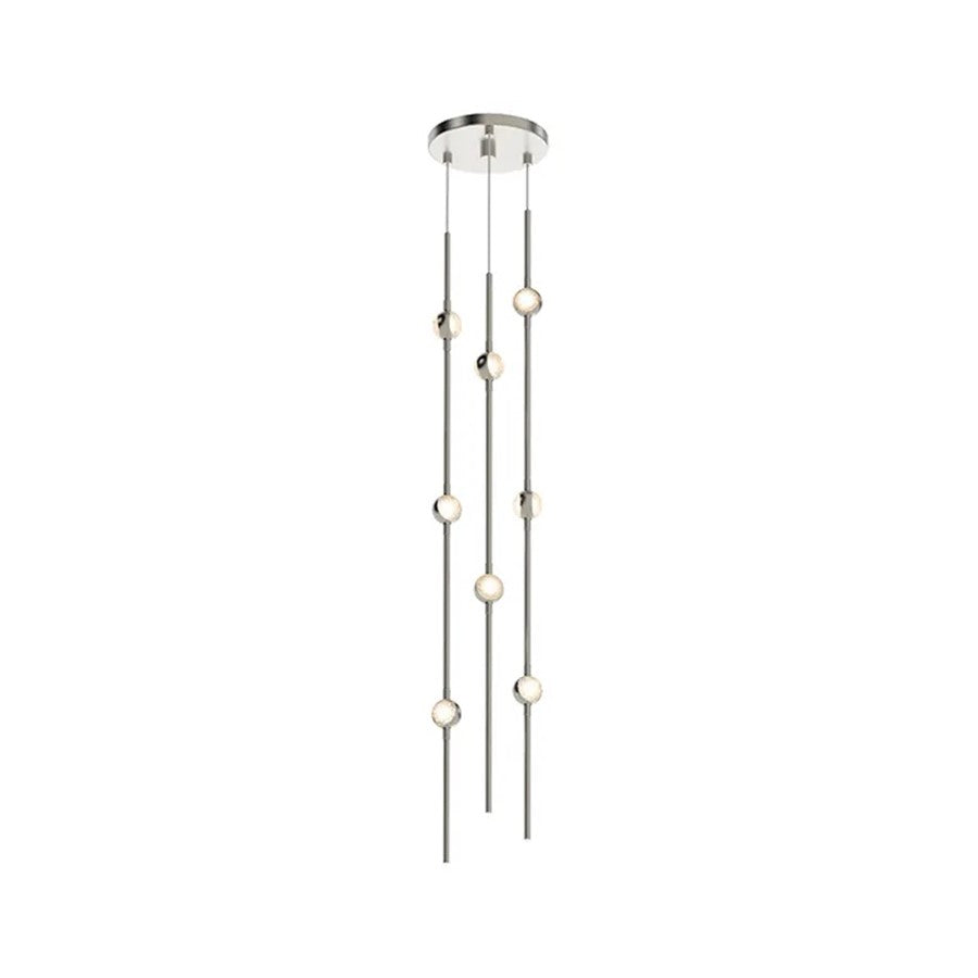 Sonneman Constellation 8 Light 34" Pendant/Warm, Satin Nickel