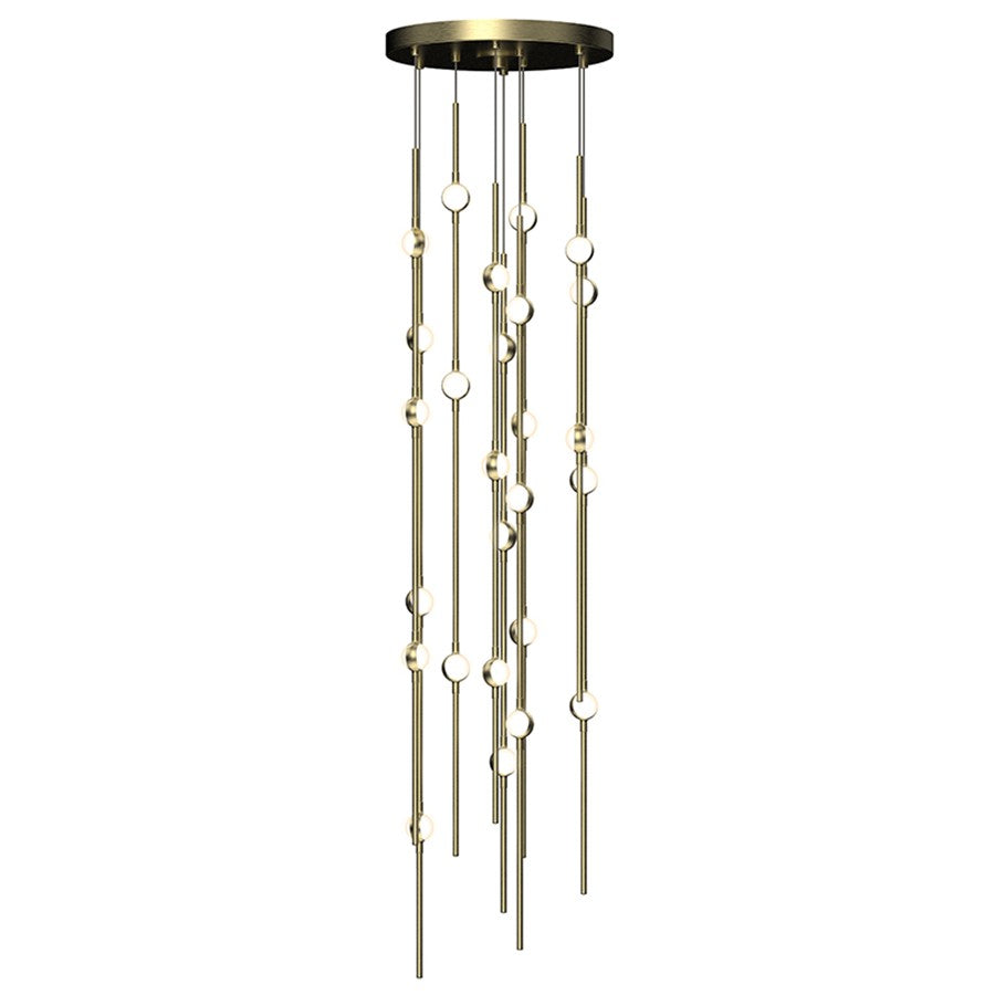 Sonneman Constellation 26 Light Pendant/Warm, Satin Brass