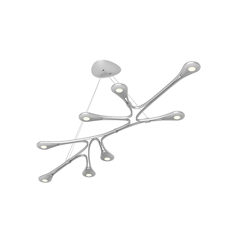 Sonneman Abstraction 8 Lt 54" LED Pendant, Bright Satin Aluminum - 3272-16-J20