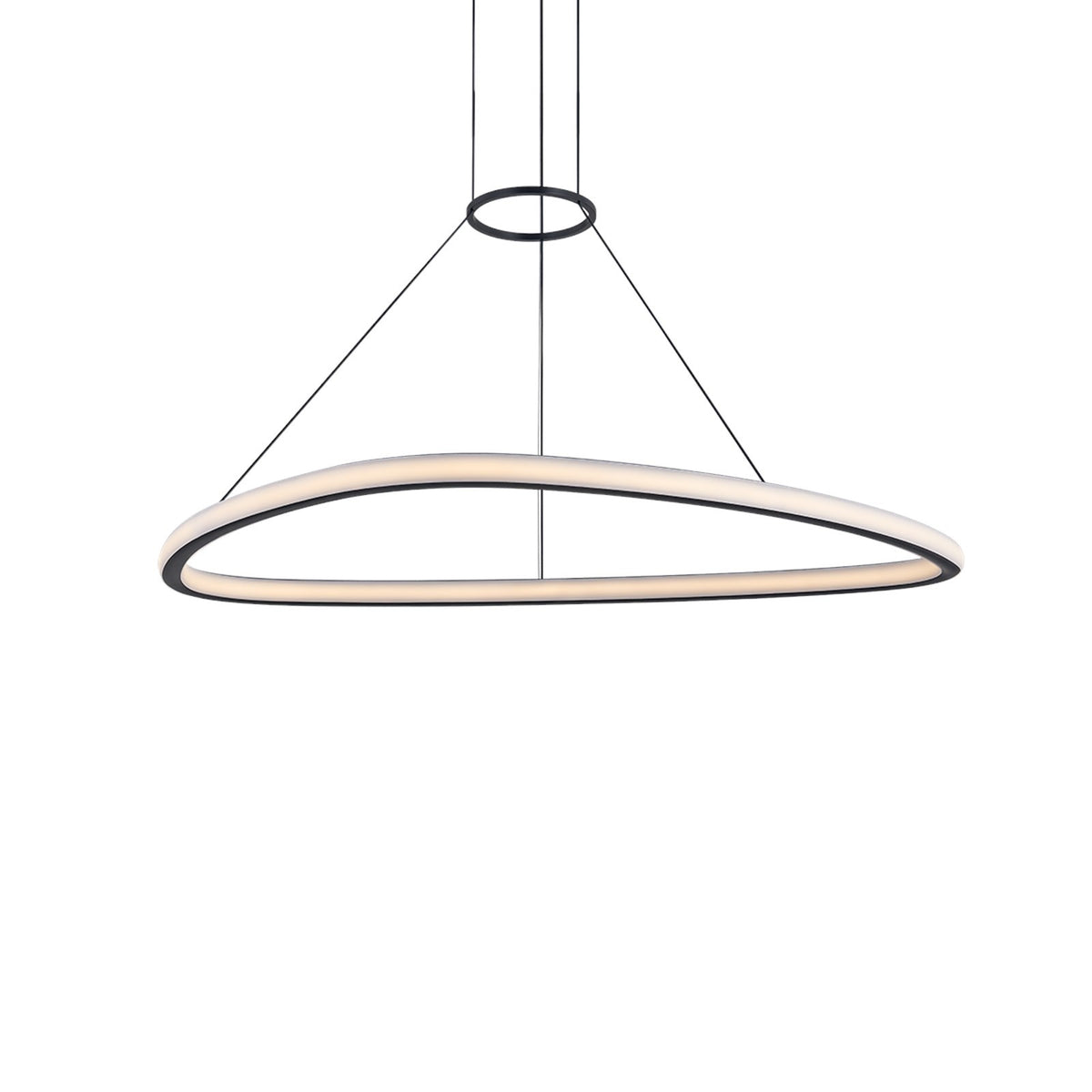 Sonneman Celestia 49in 1-Light Chandelier | Modern Satin Black and Etched Matte Acrylic | Dining Room & Foyer | 48.75 x 18.25 in | Model 7601-25-STB
