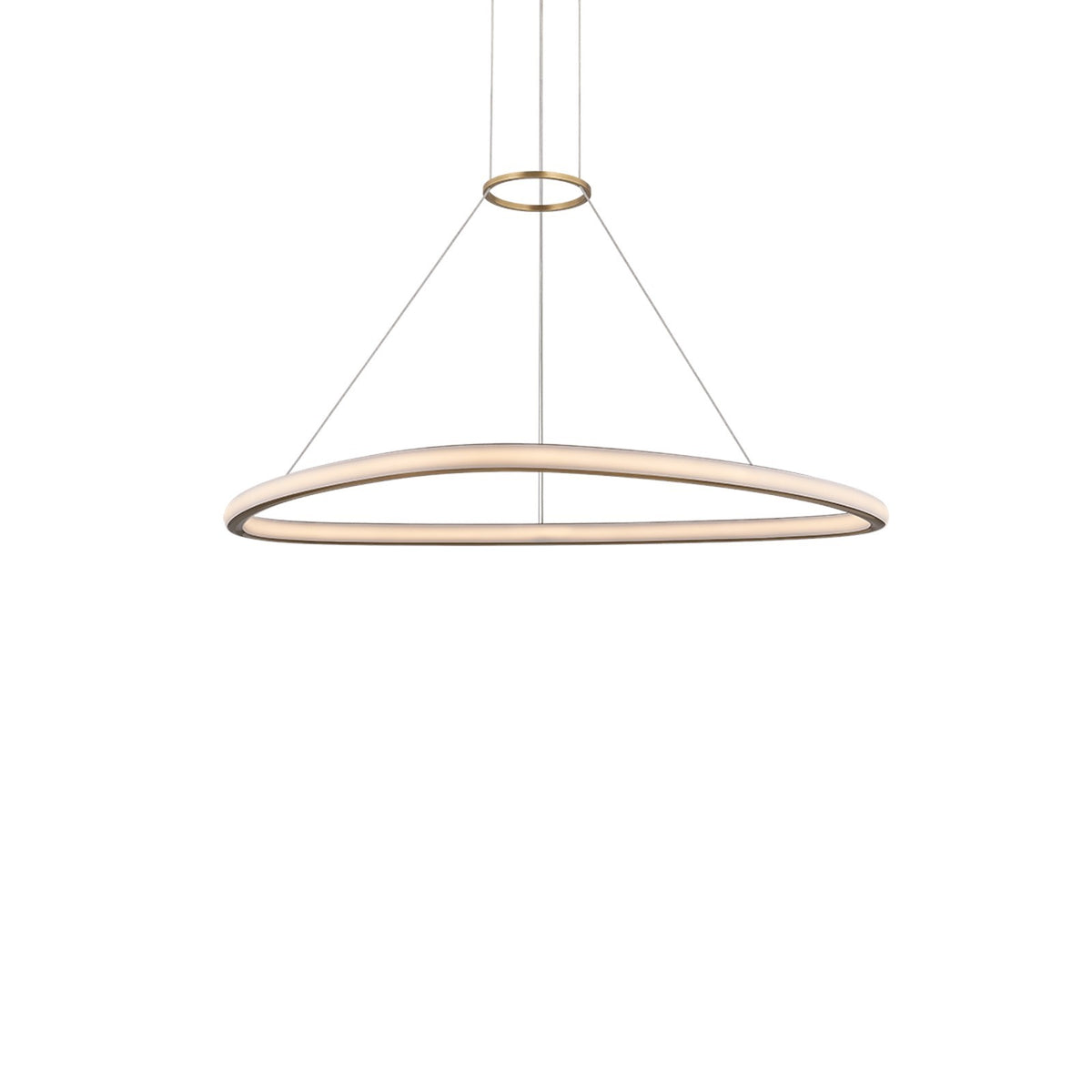 Sonneman Celestia 49in 1-Light Chandelier | Modern Brass and Etched Matte Acrylic | Dining Room & Foyer | 48.75 x 18.25 in | Model 7601-39-MB