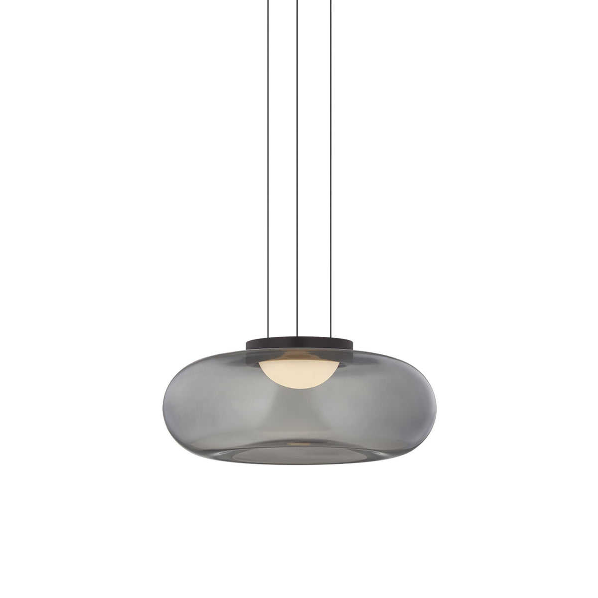 Sonneman Opalesce 15in 1-Light Pendant | Modern Black Brass and Smoke Glass | Kitchen Island & Dining Room | 15 x 6 in | Model 7632-51-BBR
