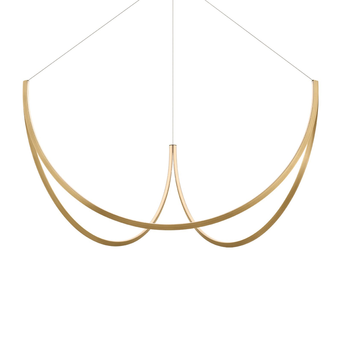 Sonneman Claddon 60in 3-Light Chandelier | Modern Brass and Etched Matte Acrylic | Dining Room | 60 x 27 in | Model 7673-39-MB