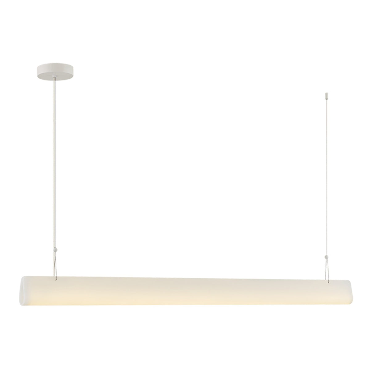 Sonneman Brunel 72in 1-Light Linear Chandelier | Modern Satin White Aluminum and Clear Etched Acrylic | Kitchen Island & Dining | Model 7706-03-STW
