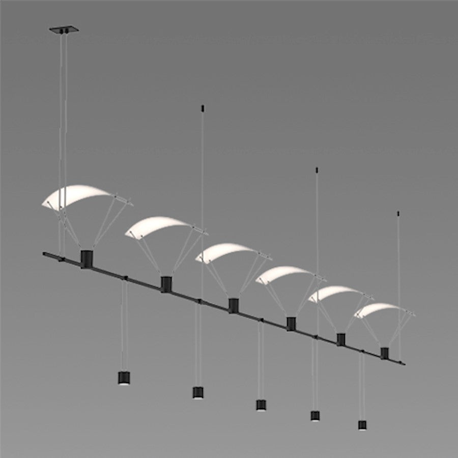 36" 3-Bar In-Line Linear Pendant, Satin Black