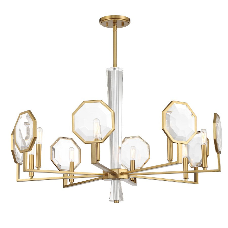 8 Light Chandelier, Warm Brass