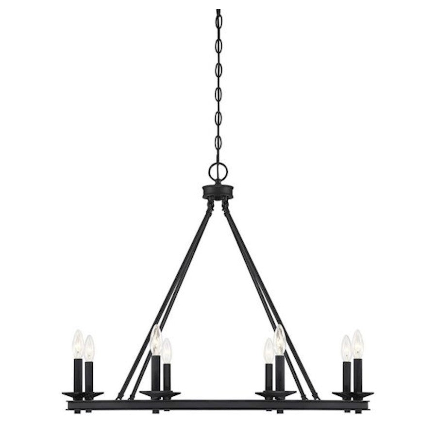 8 Light Chandelier, Matte Black