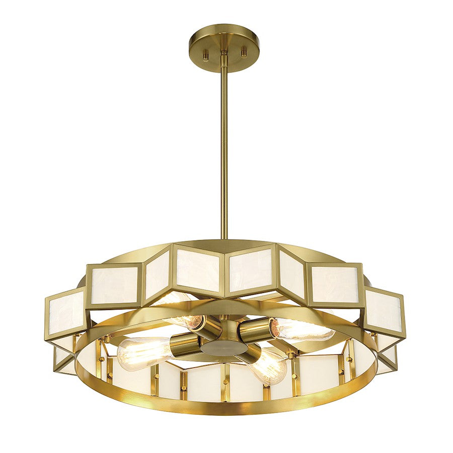 4-Light Chandelier, Warm Brass