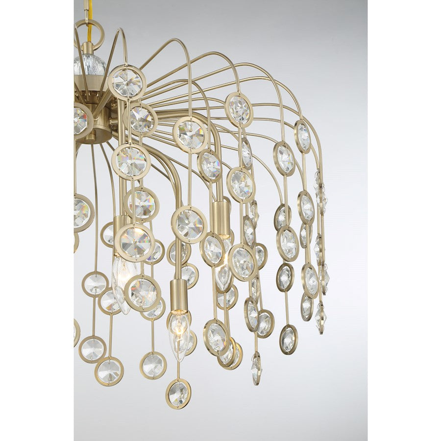 Savoy House Irina 6 Light Chandelier, Noble Brass
