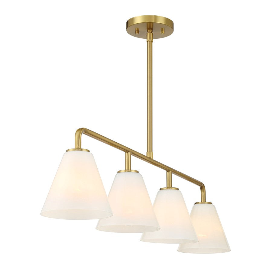 Savoy Essentials Blair 4Lt Linear Chandelier, Warm Brass/Strie