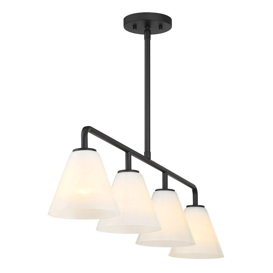 Savoy Essentials Blair 4Lt Linear Chandelier, Matte Black/Strie