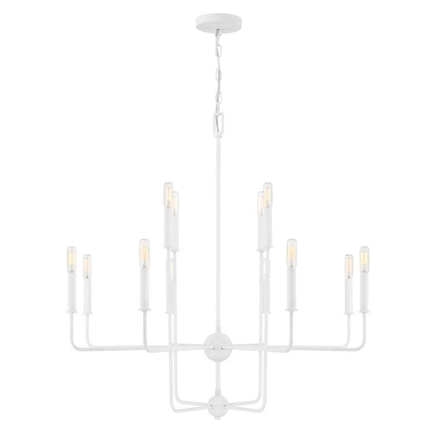 12 Light Chandelier, Bisque White