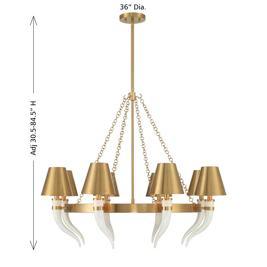 Savoy House Hearne 8 Lt Chandelier, Warm Brass, Warm Brass