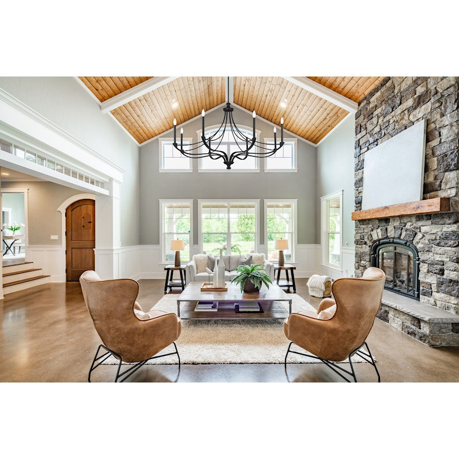 8-Light Chandelier, Matte Black