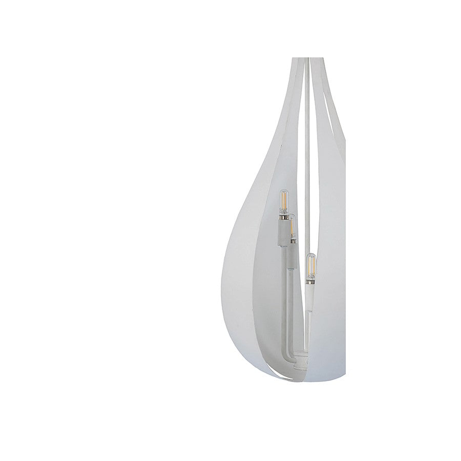 5 Light Pendant, White Cashmere