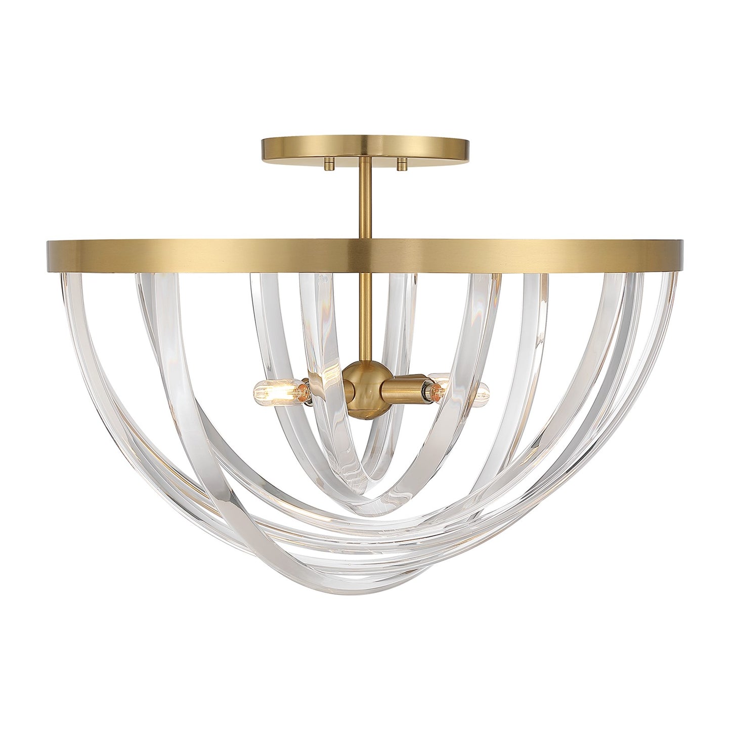 Savoy House Jennings 24in 4-Light Semi-Flush Mount | Modern & Glam Warm Brass and Acrylic | Foyer & Bedroom Ceiling Light | 24 x 24 | Model 6-1777-4-322