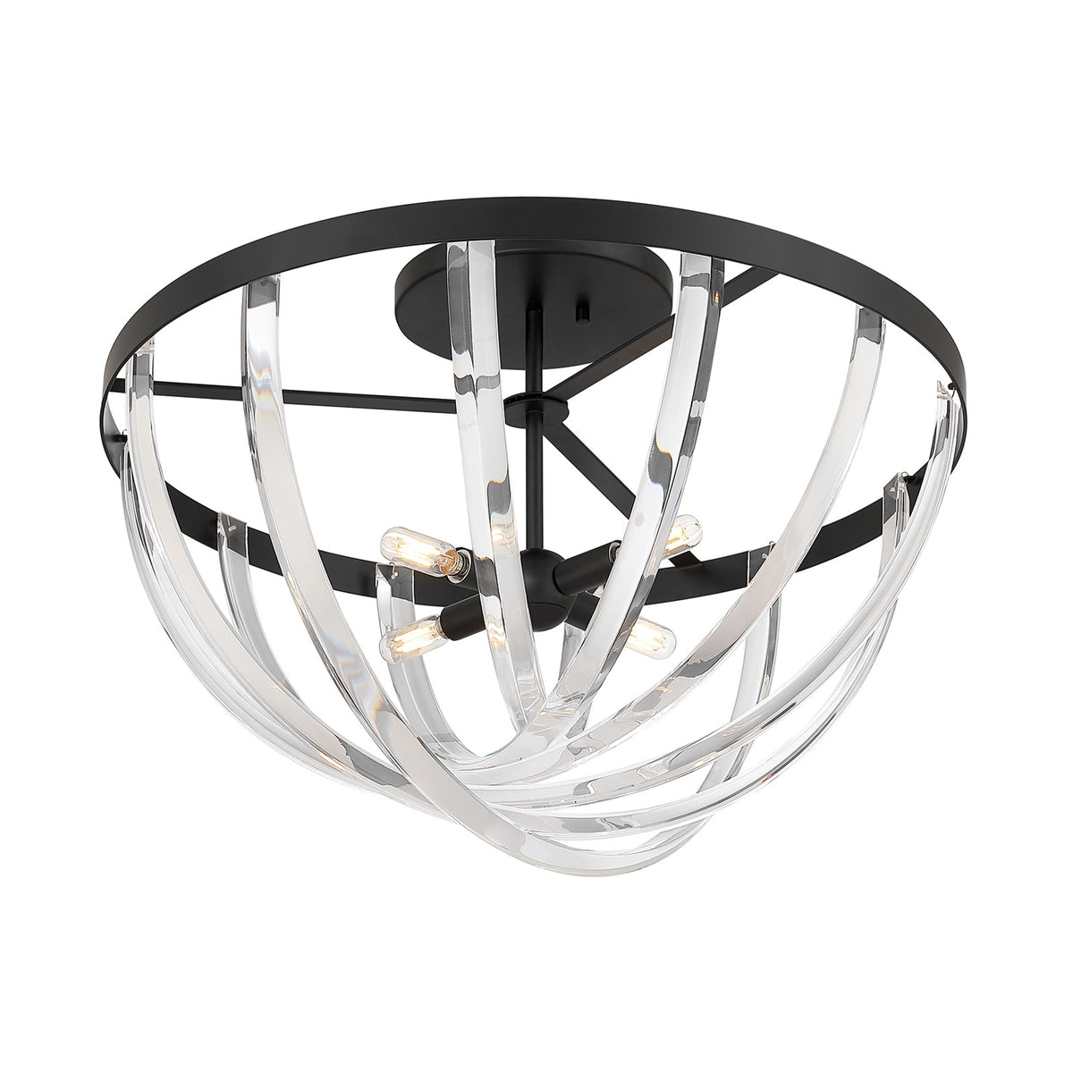 Savoy House Jennings 24in 4-Light Semi-Flush Mount | Modern & Glam Matte Black and Acrylic | Foyer & Bedroom Ceiling Light | 24 x 24 | Model 6-1777-4-89