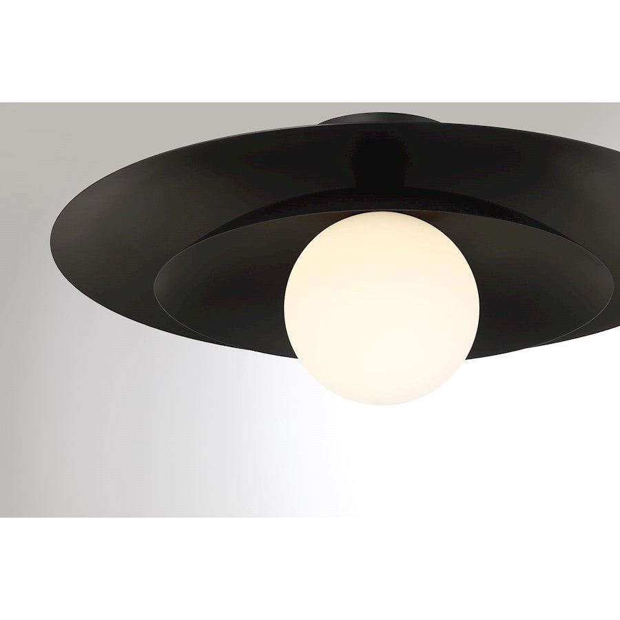 Savoy House Sherrer 1 Light Semi-Flush, Matte Black/White Opal