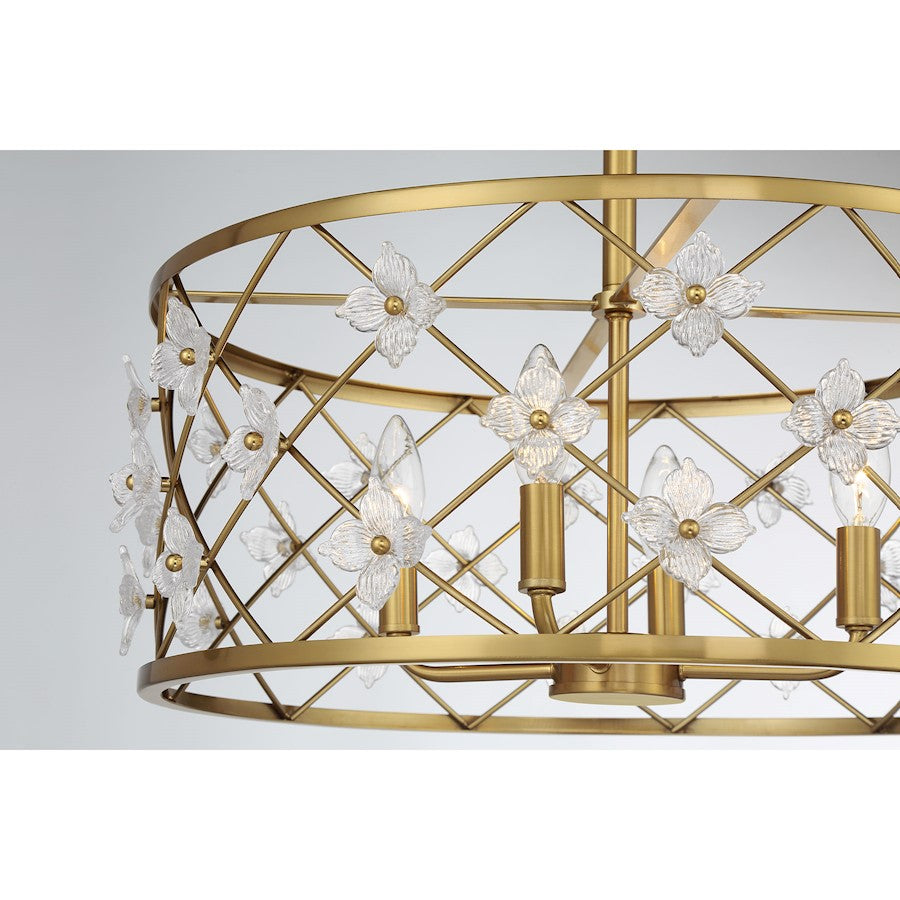 Savoy House Bailey 4 Light Convertible Semi-Flush/Pendant, Brass