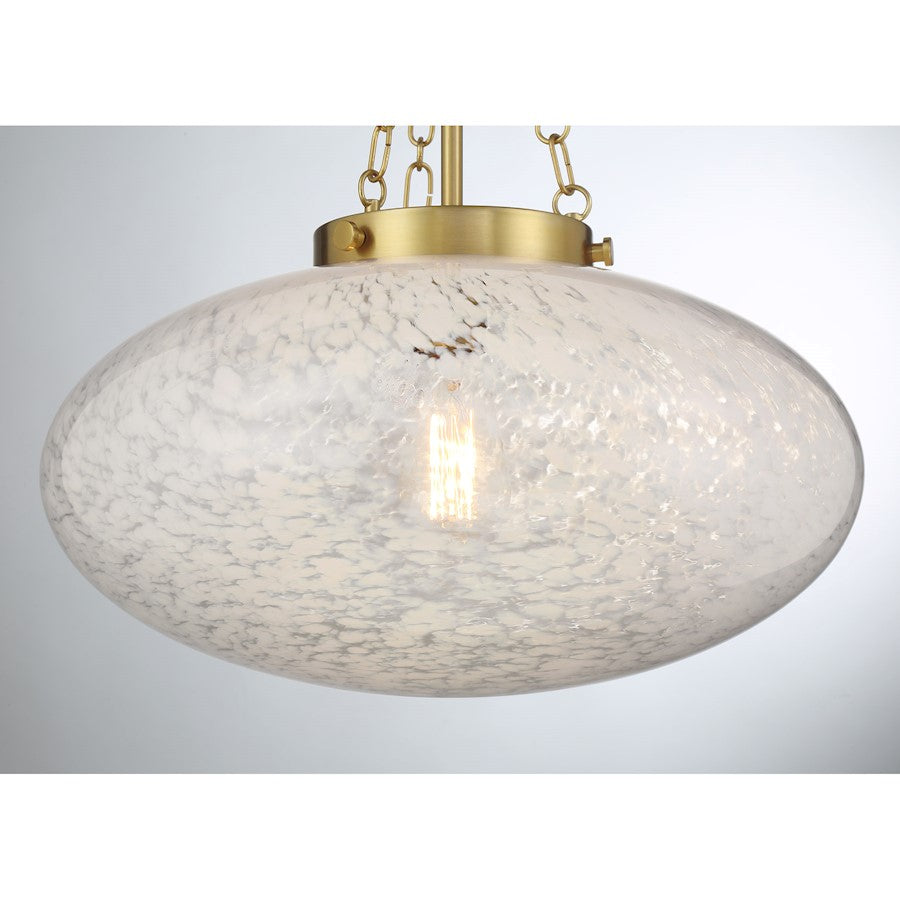 Savoy House Willow 1 Light Pendant, Warm Brass/White Cloud