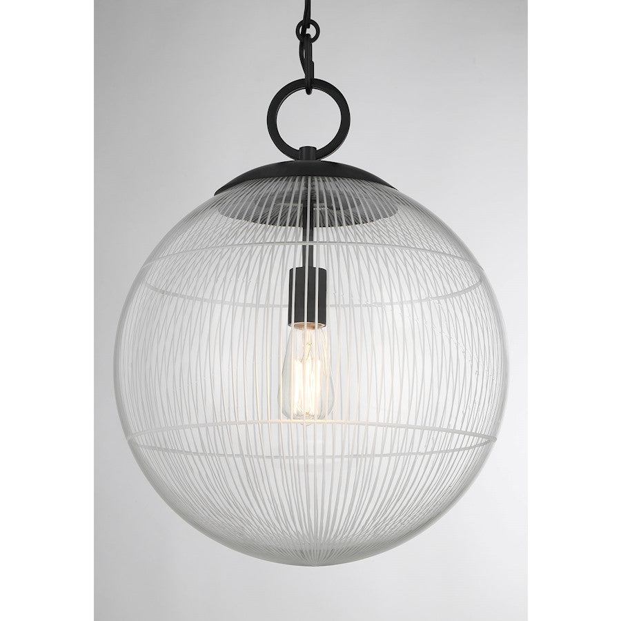 Savoy House Cabot 1 Light Pendant, Matte Black/Segmented