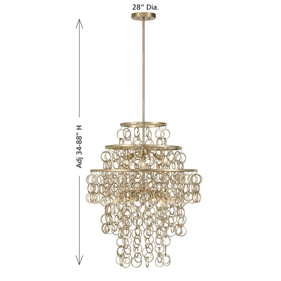 Savoy House Sententas 9 Lt Pendant, Noble Brass