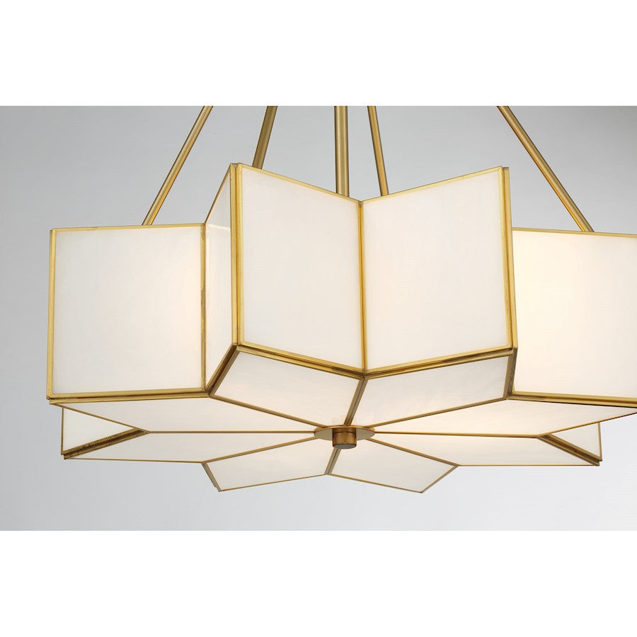 Savoy House Reiling 3 Light Pendant, Warm Brass/White