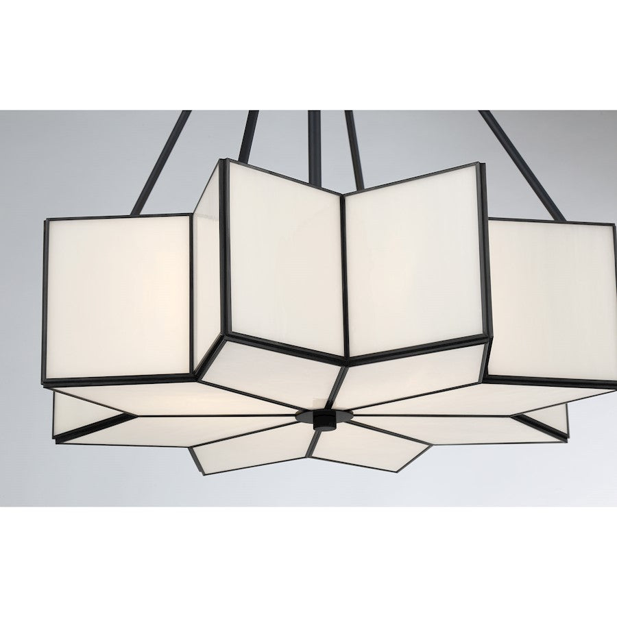 Savoy House Reiling 3 Light Pendant, Matte Black/White