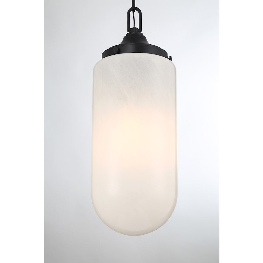 3 Light Pendant, Matte Black/Strie