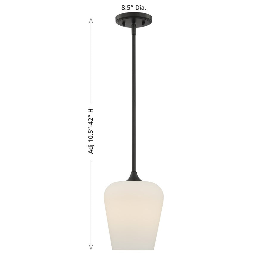Savoy House Essentials Octave 1 Lt Pendant, White, Matte Black