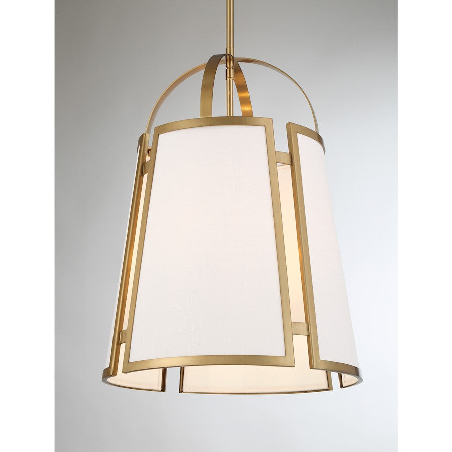 4 Light Pendant, Warm Brass