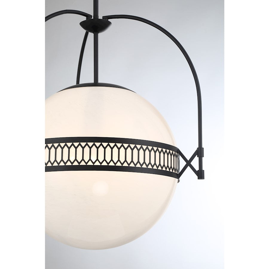 3 Light Pendant, Matte Black/Strie