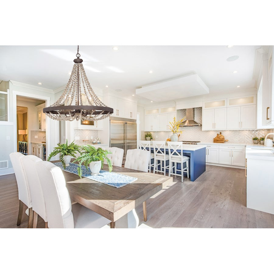 5 Light Pendant, Fossil Stone