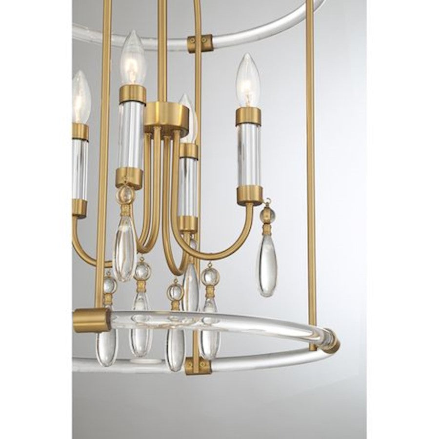 4 Light Pendant, Warm Brass/Chrome