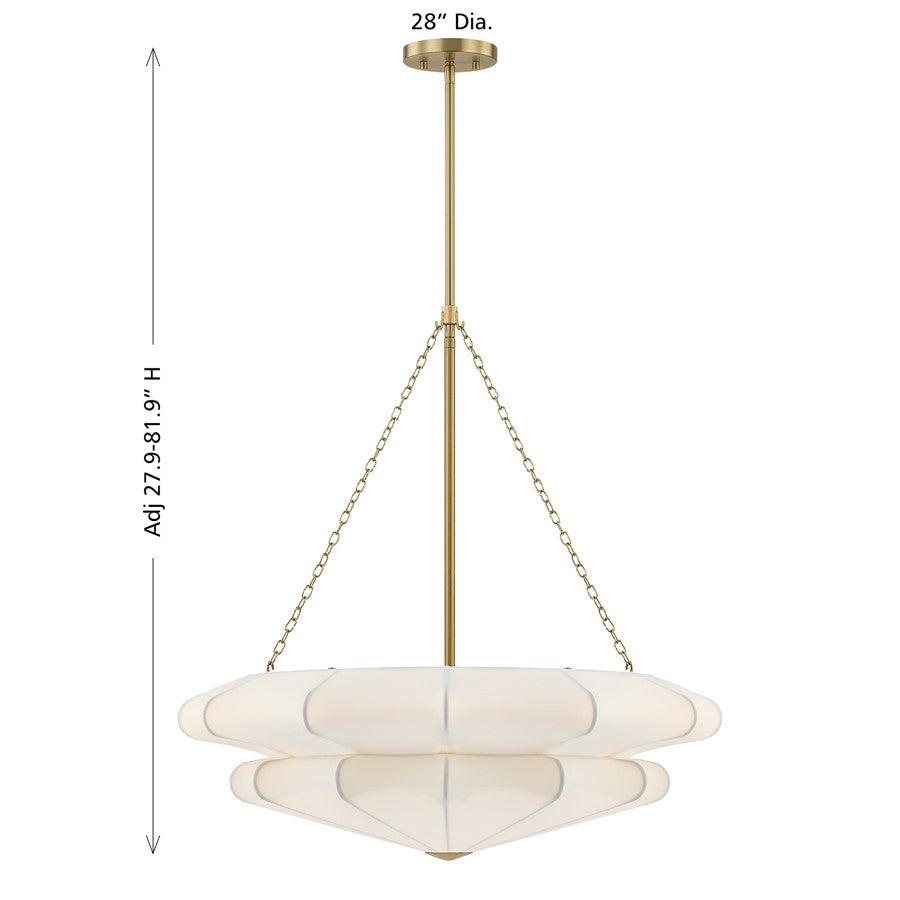 Savoy House Coppell 3 Lt Pendant, Sheer White, Warm Brass